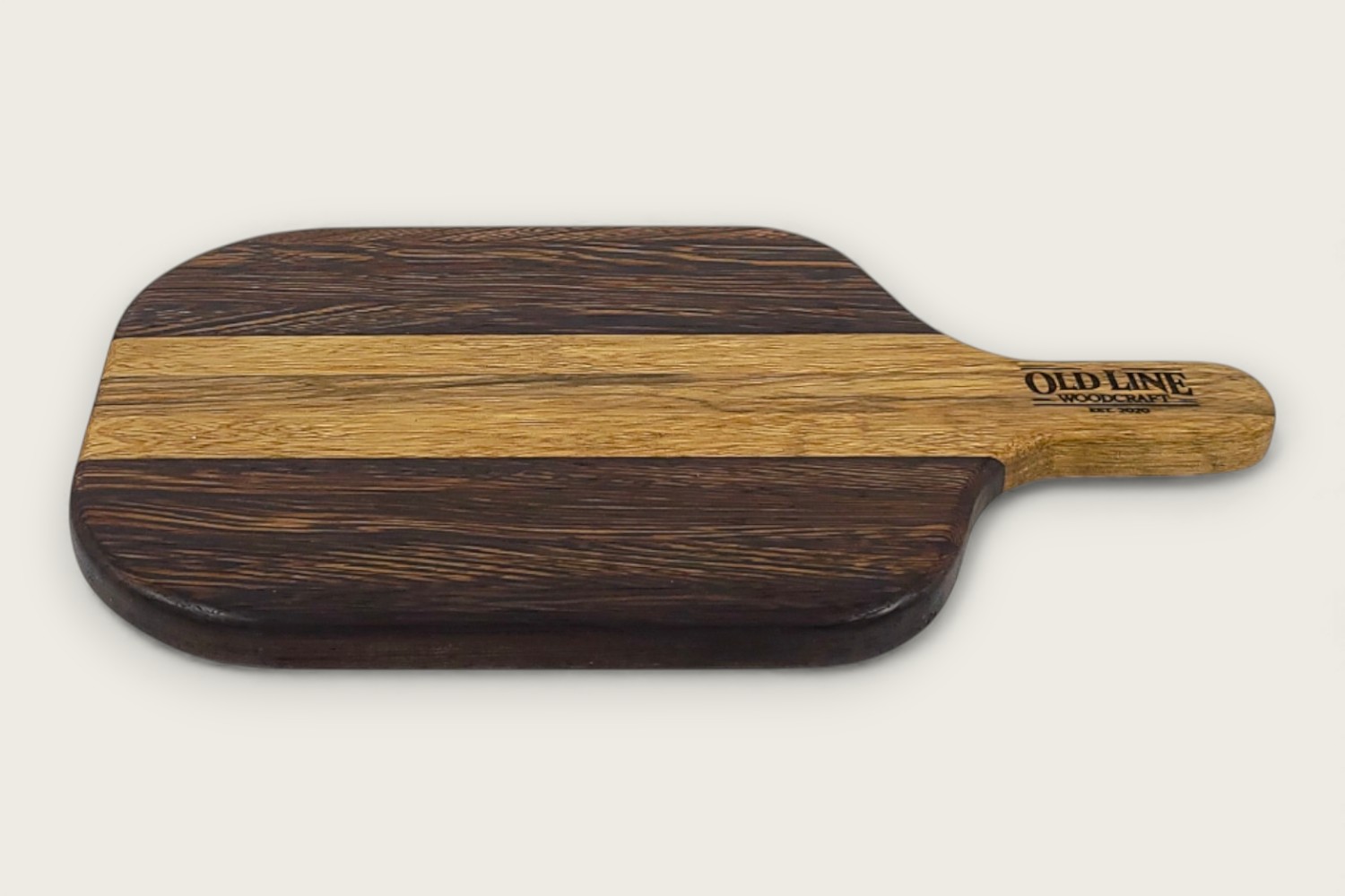 Wenge & Black Limba Pickleboard (#360) with dark edge-grain, horizontal pattern, pickleball shape, and tung oil finish.