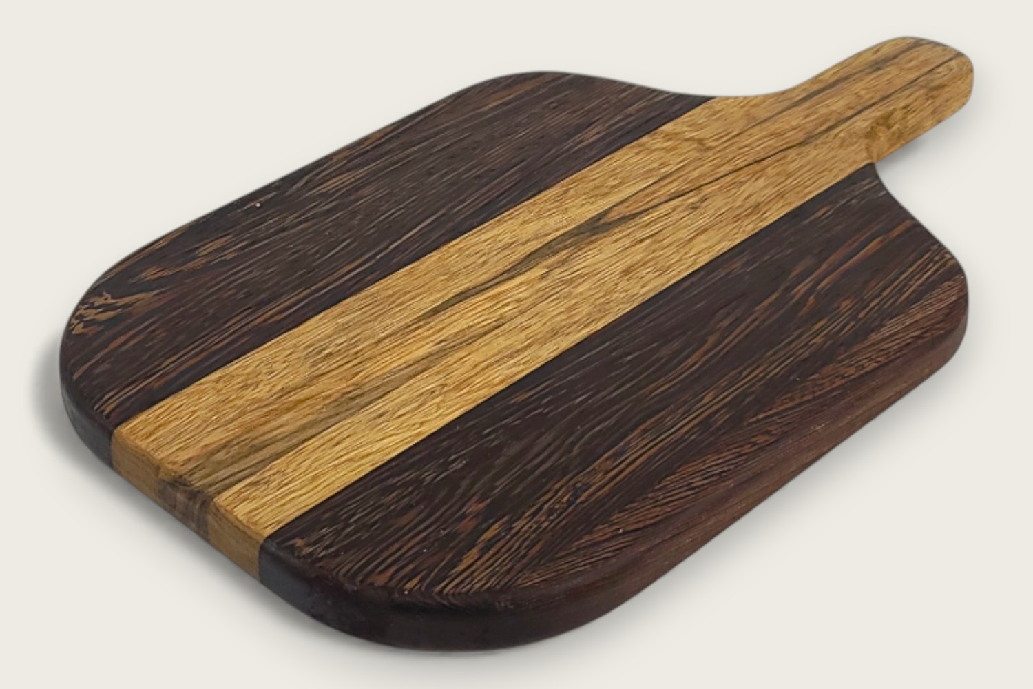Wenge & Black Limba Pickleboard (#360) with dark edge-grain, horizontal pattern, pickleball shape, and tung oil finish.