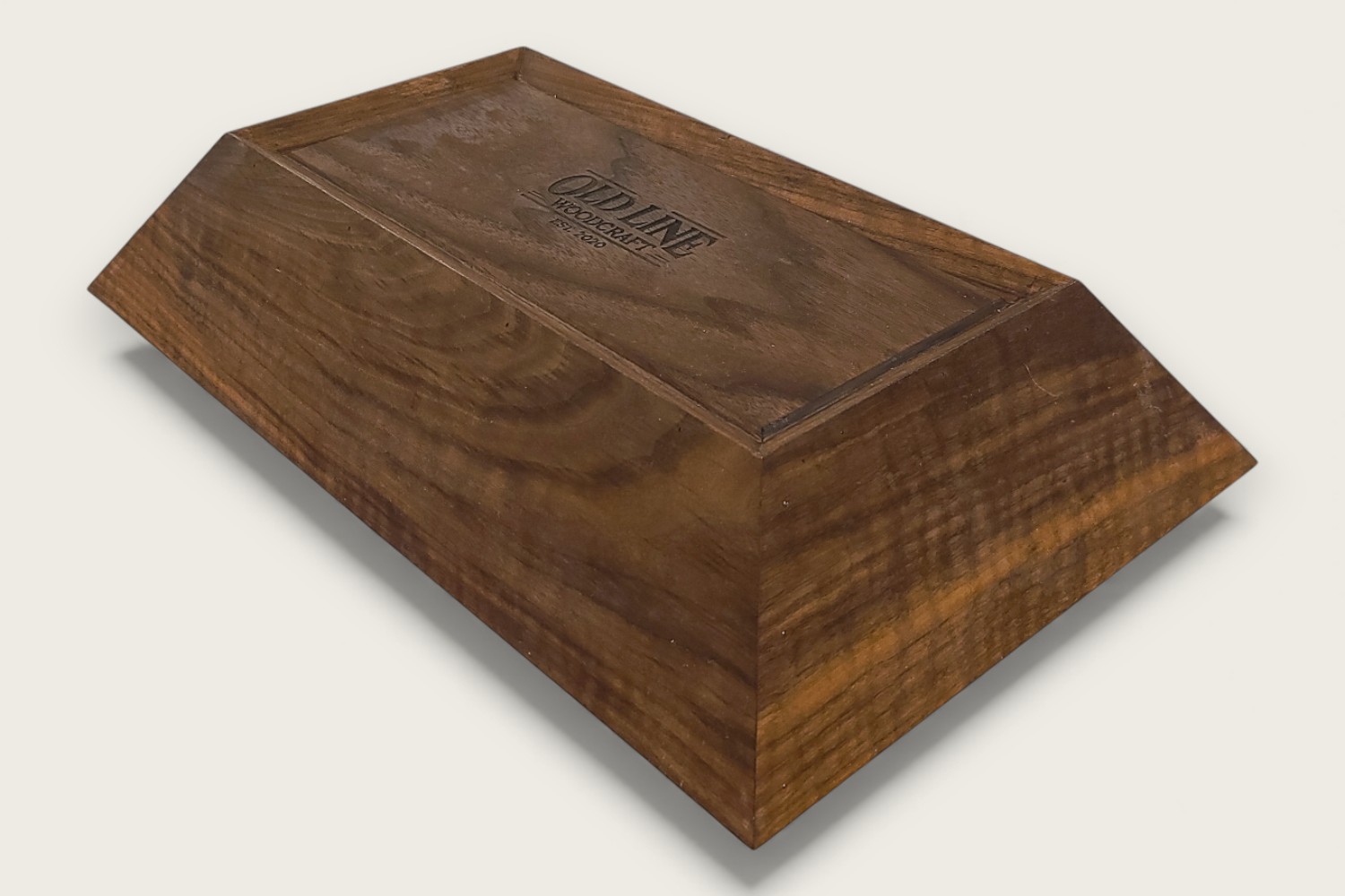 Old Line Classic Walnut Catch-All Bowl (#425) with rectangular shape, face grain, and warm brown finish.