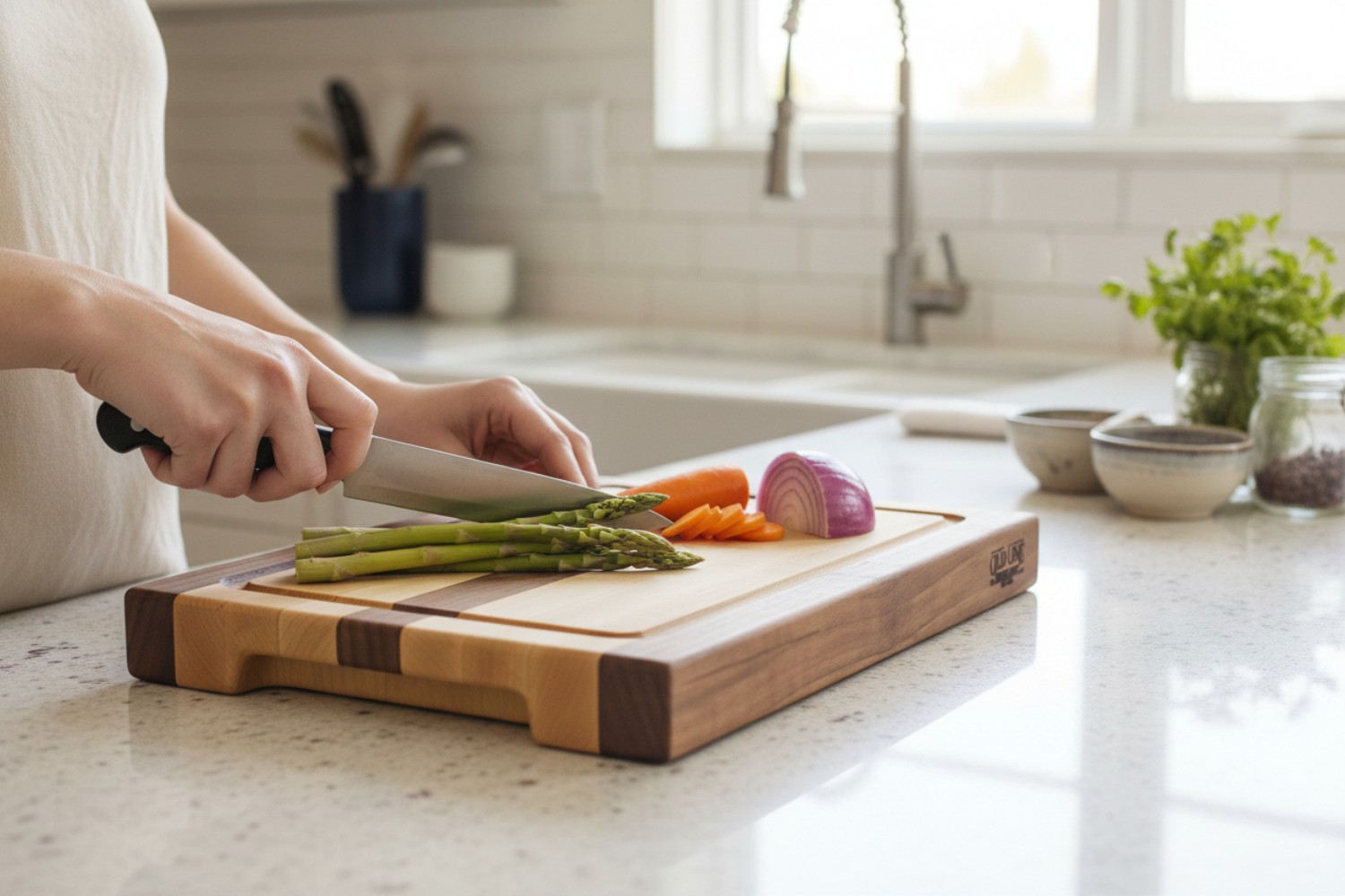 Original Maple & Walnut Butcher Prep Board (#020)