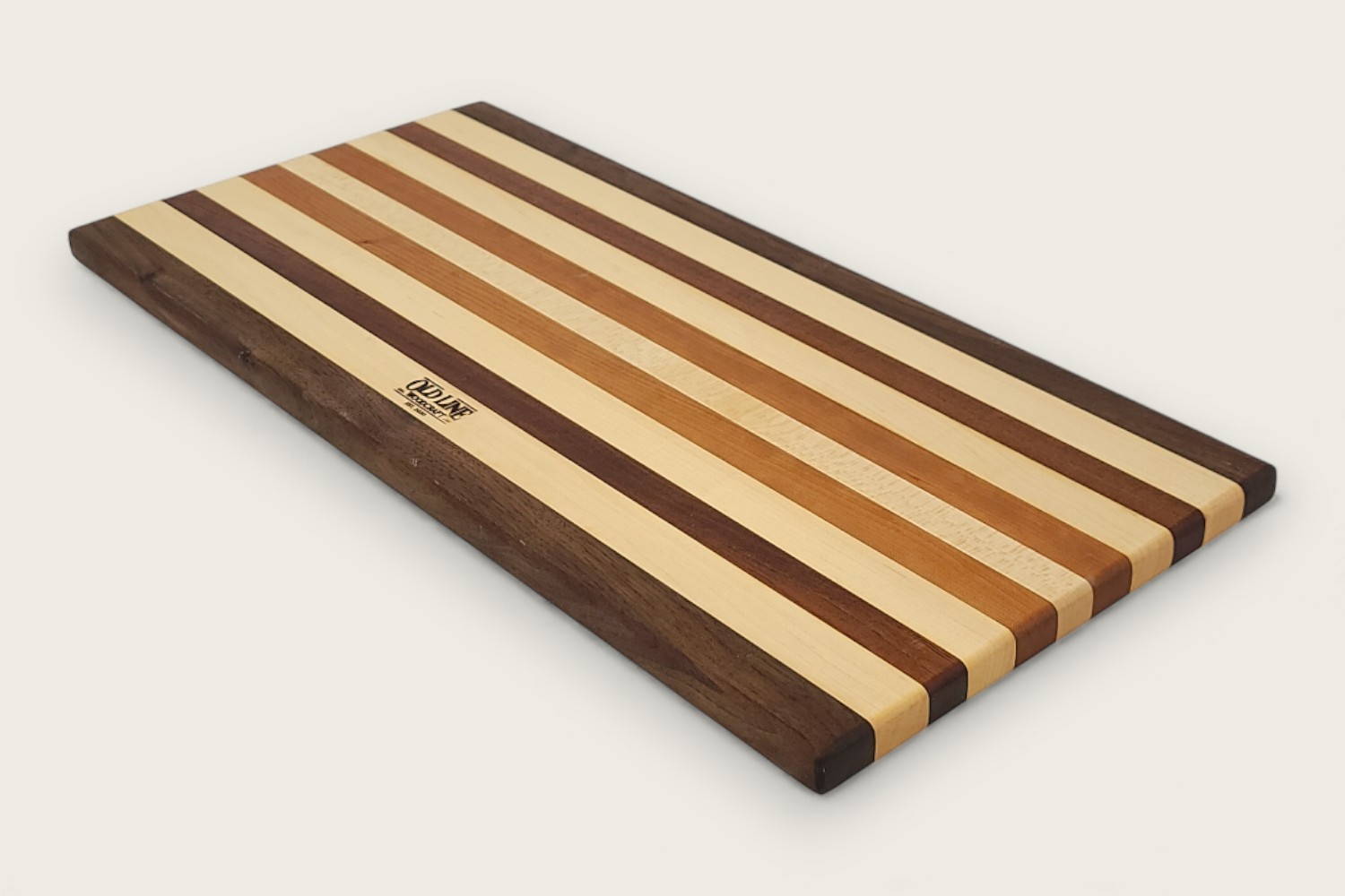Original Maple & Walnut Charcuterie Board with light maple edge grain, dark walnut accents, and a rectangular shape.