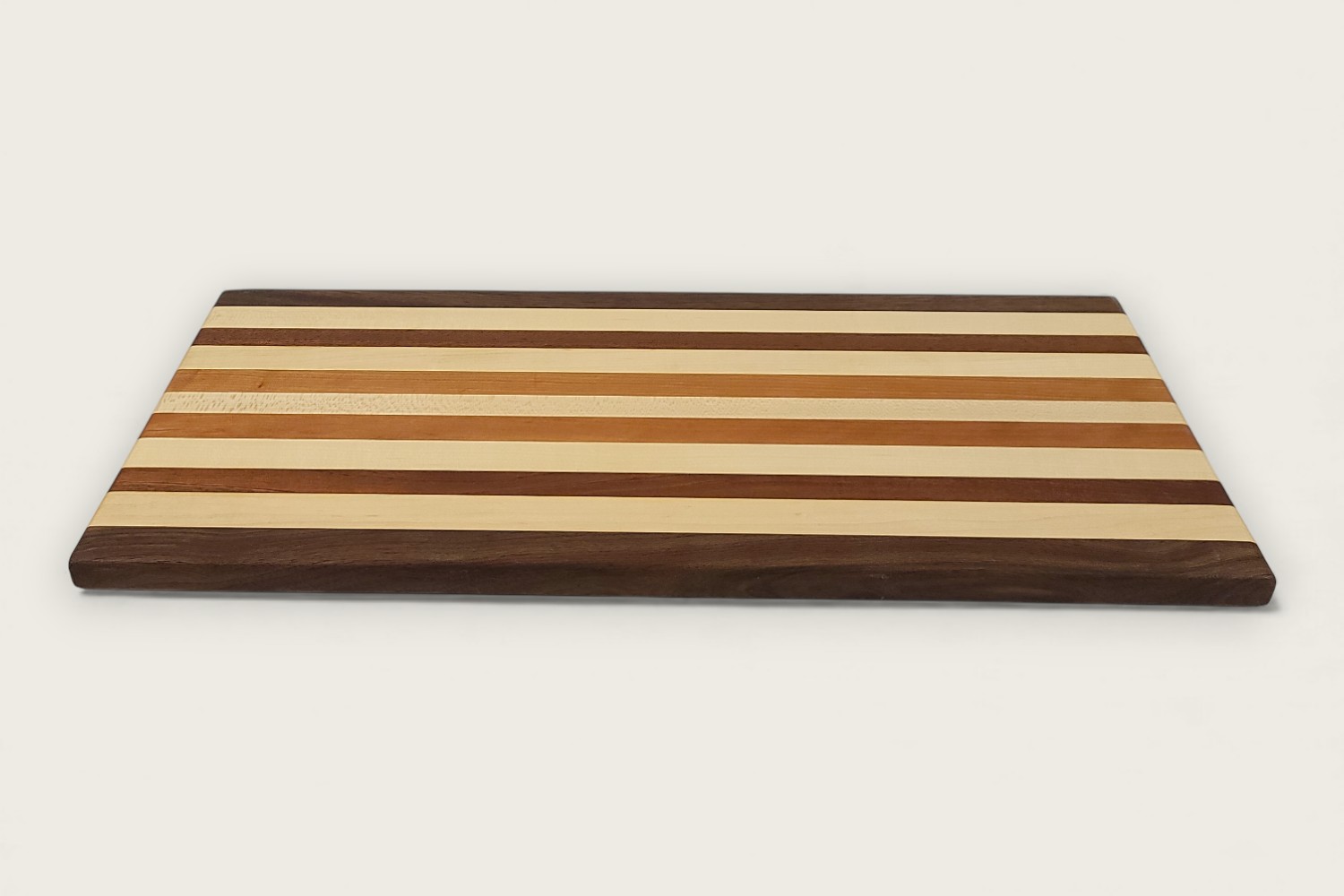 Original Maple & Walnut Charcuterie Board with light maple edge grain, dark walnut accents, and a rectangular shape.