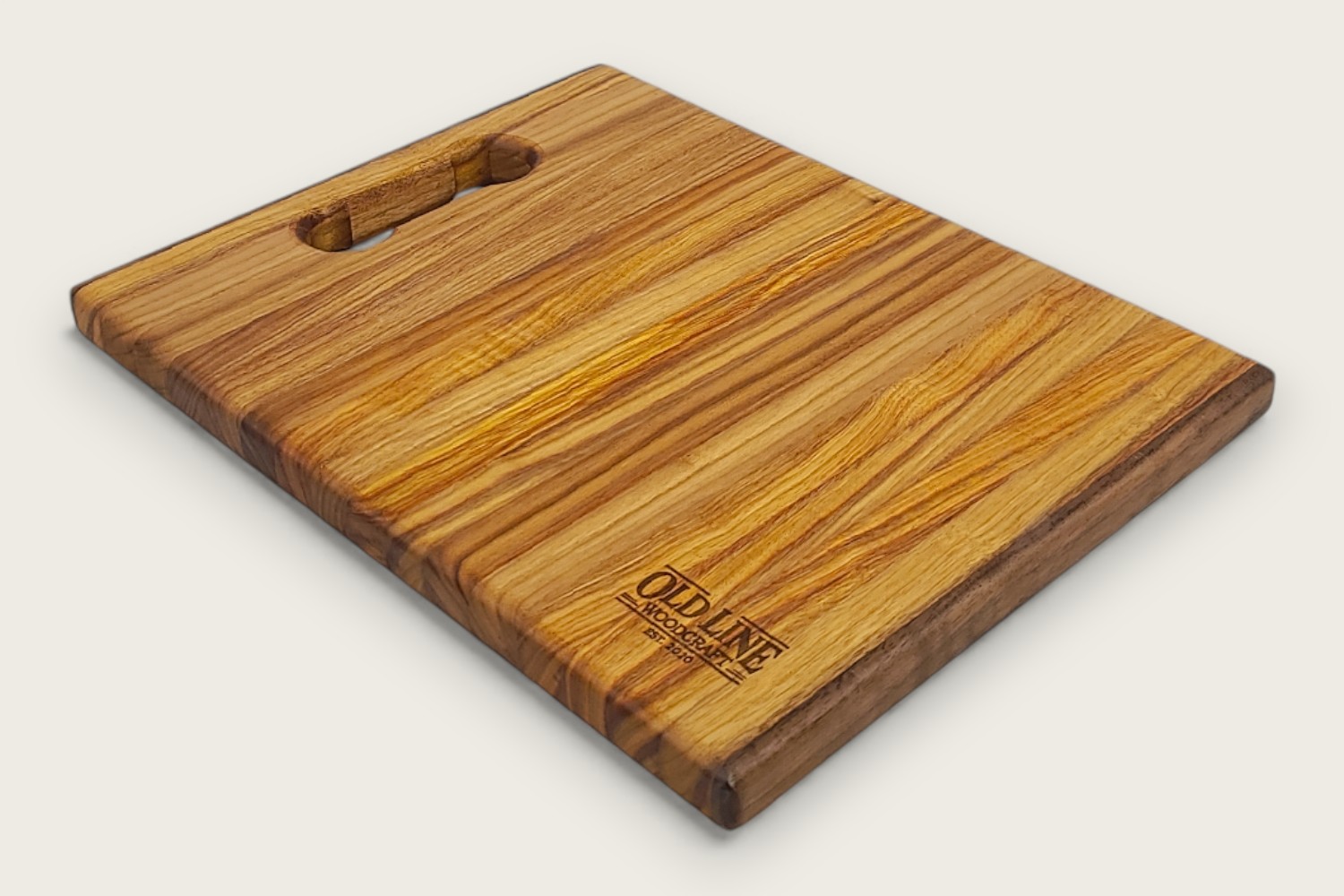 Pro Series Board in canarywood with walnut accents, edge-grain vertical pattern, rectangular shape, and tung oil finish.