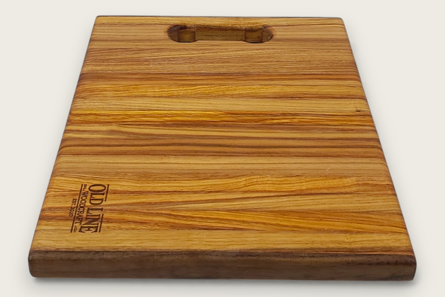 Pro Series Board in canarywood with walnut accents, edge-grain vertical pattern, rectangular shape, and tung oil finish.
