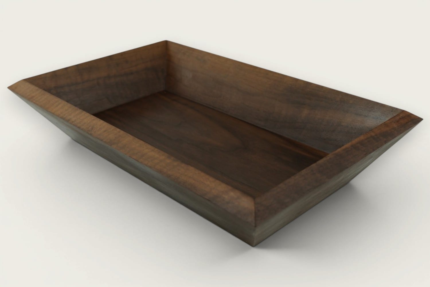 Old Line Classic Walnut Catch-All Bowl with horizontal face grain, rich brown tones, and a rectangular shape.