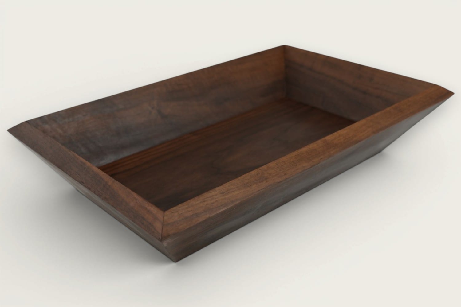 Old Line Classic Walnut Catch-All Bowl with horizontal face grain, rich brown tones, and a rectangular shape.