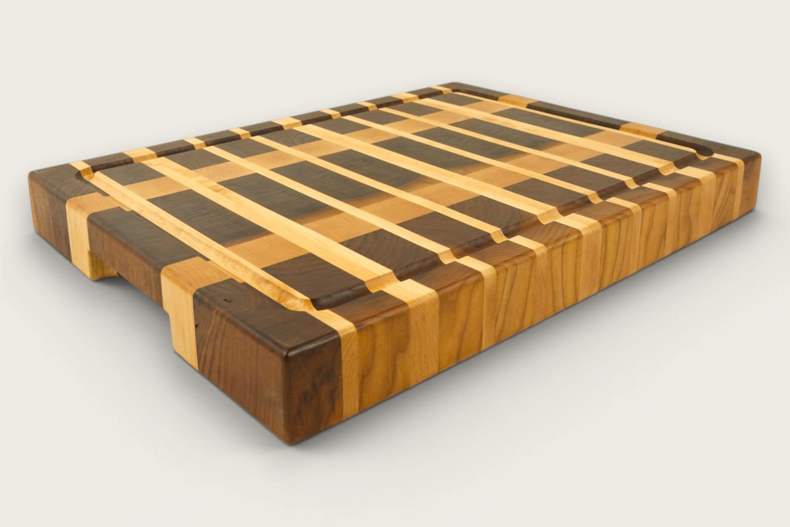 Walnut Ridge End Grain Board featuring rich walnut grain, vertical pattern, rectangular shape, and tung oil finish.