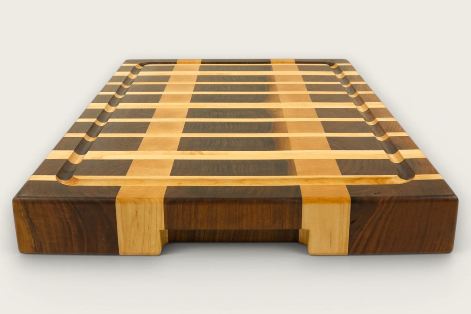 Walnut Ridge End Grain Board featuring rich walnut grain, vertical pattern, rectangular shape, and tung oil finish.