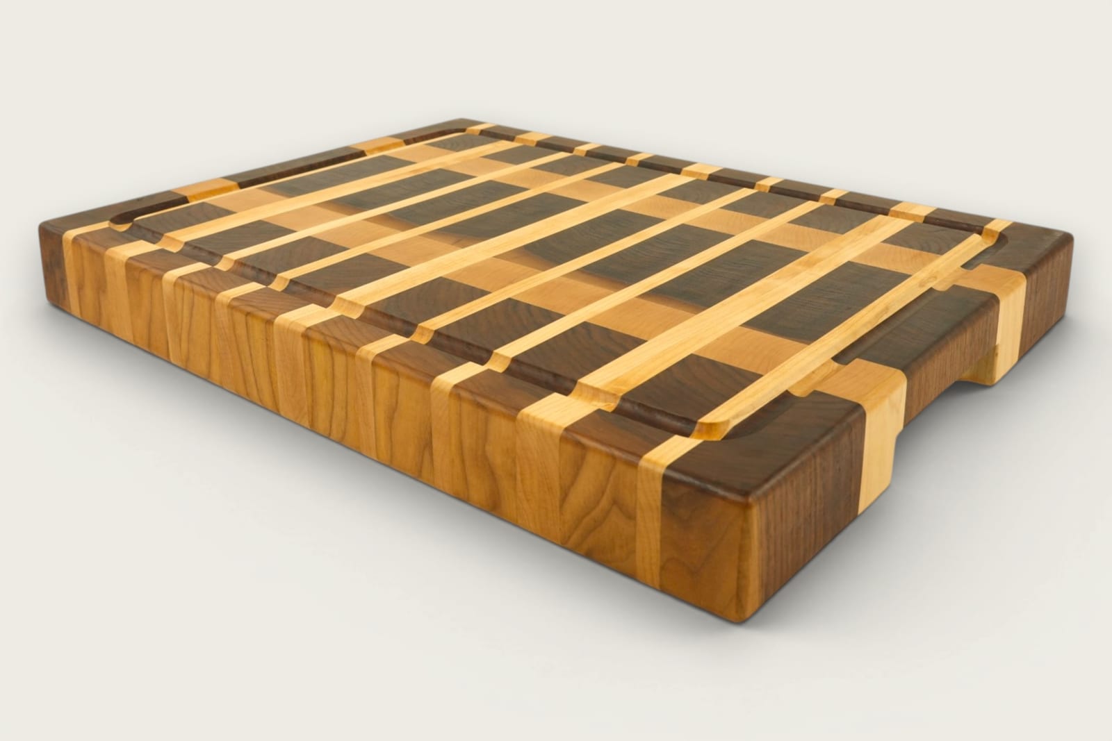 Walnut Ridge End Grain Board featuring rich walnut grain, vertical pattern, rectangular shape, and tung oil finish.