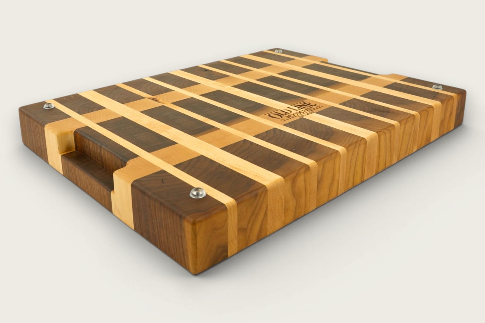 Walnut Ridge End Grain Board featuring rich walnut grain, vertical pattern, rectangular shape, and tung oil finish.