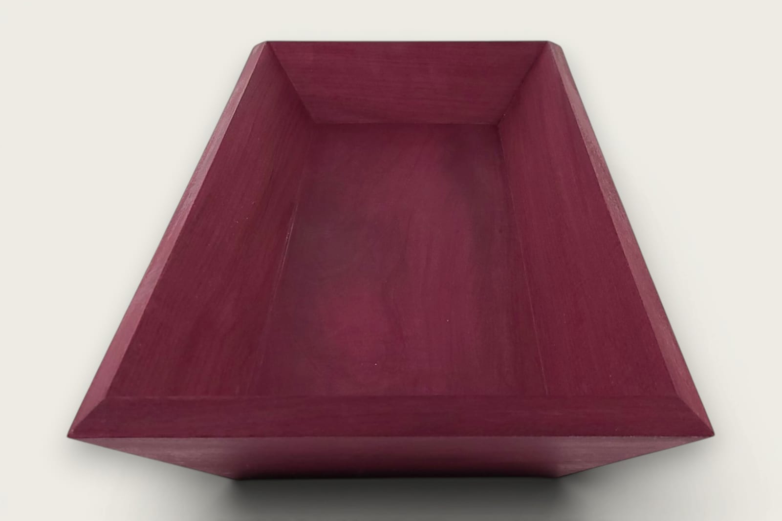 Handcrafted Purpleheart Decorative Bowl (#495) with rich purple face grain, rectangular shape, and tung oil finish.