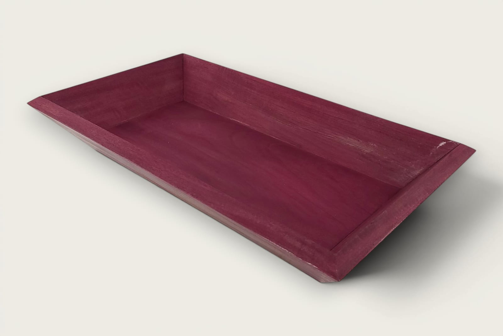 Handcrafted Purpleheart Decorative Bowl (#495) with rich purple face grain, rectangular shape, and tung oil finish.