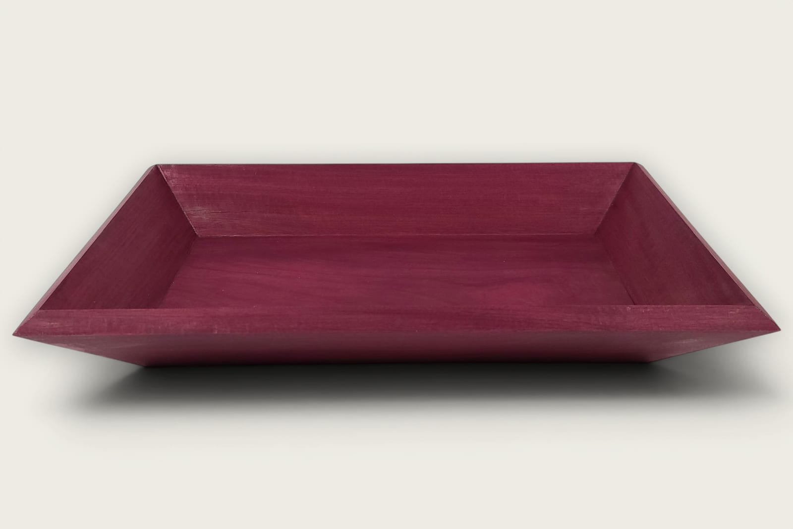 Handcrafted Purpleheart Decorative Bowl (#495) with rich purple face grain, rectangular shape, and tung oil finish.