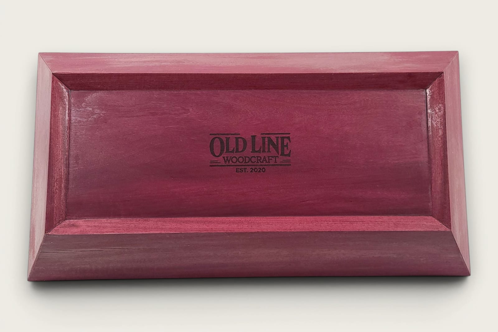 Handcrafted Purpleheart Decorative Bowl (#495) with rich purple face grain, rectangular shape, and tung oil finish.
