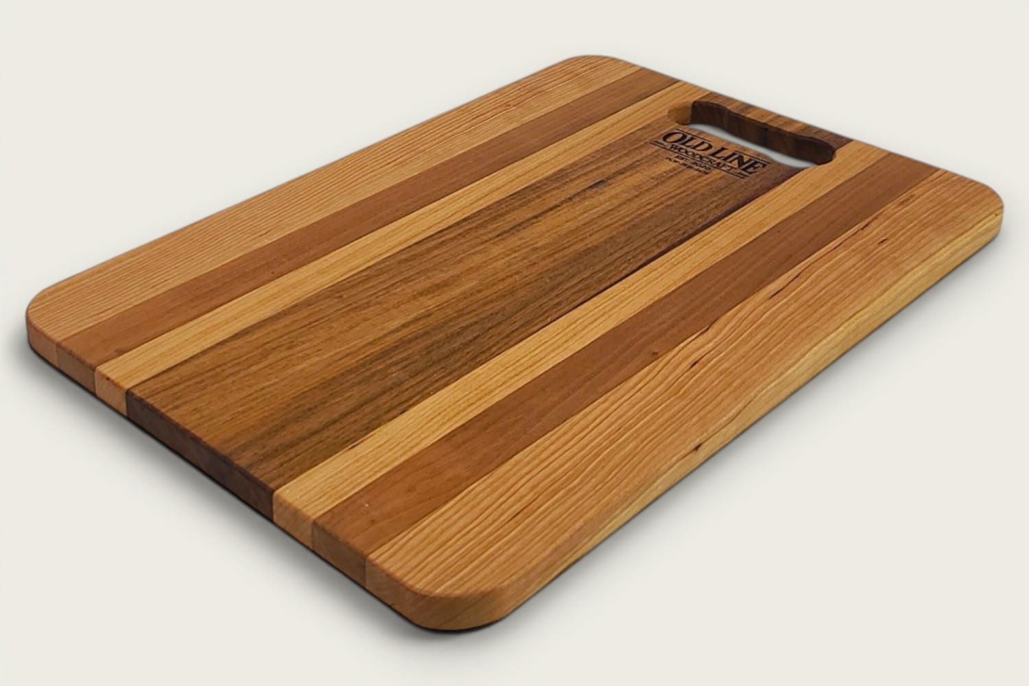 Canary and Cherry Pro Series Board, edge-grain rectangle in tung oil with bone handle, warm tones