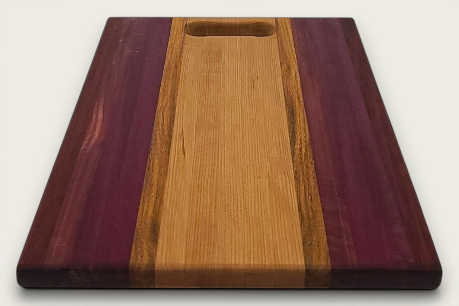 Cherry Canary Purpleheart Padauk Pro Series Board, edge-grain rectangle with tung oil, OldLine bone handle
